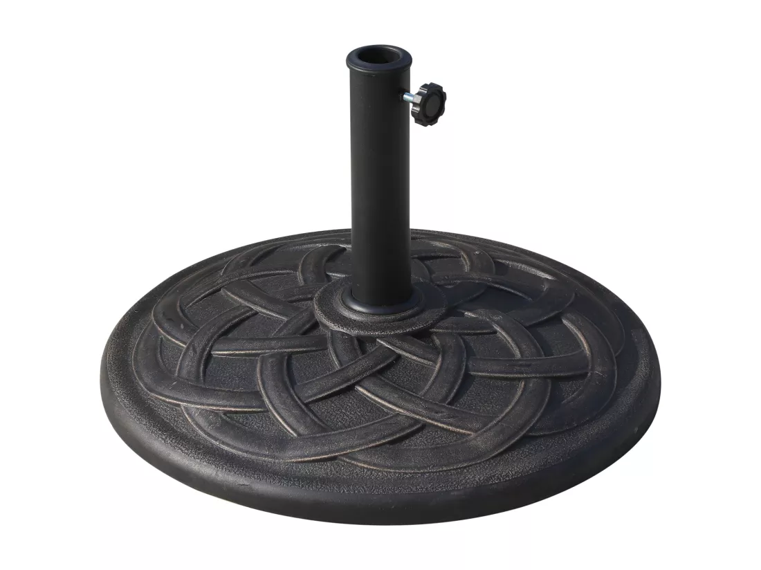 Pied de parasol base de lestage de parasol rond résine imitation fonte motif rosace diamètre 57 cm poids net 19 Kg