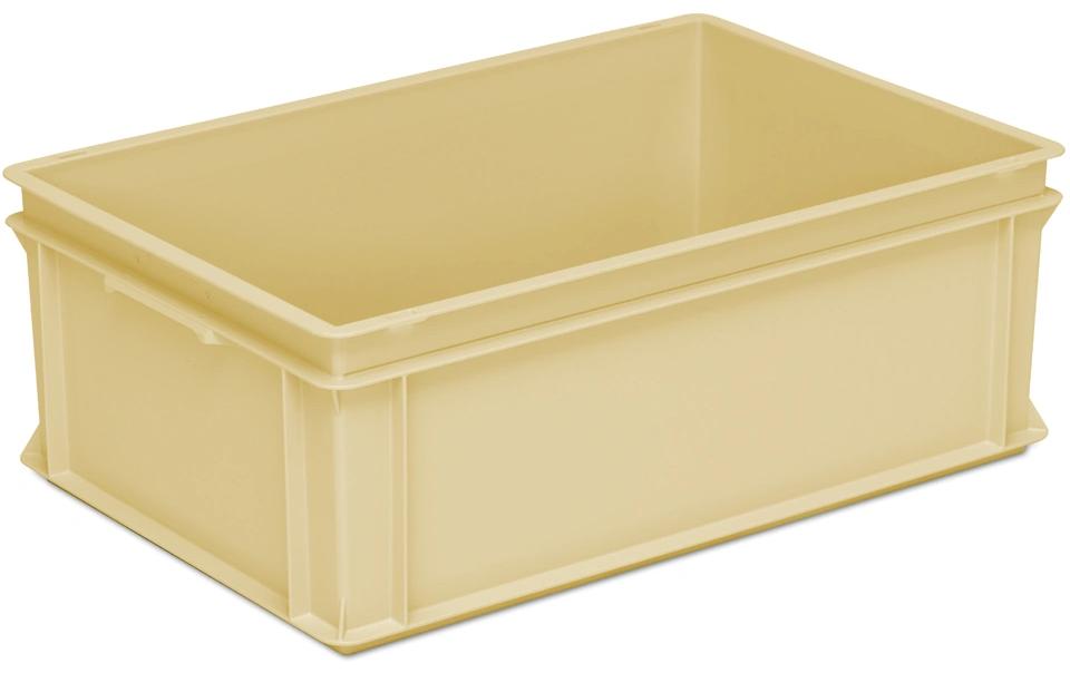 Stapelbehälter RAKO 600 x 400 x 220 mm HellelfenbeinStapelbox mit Muschelgriffen, 1 Stück, hellelfenbein