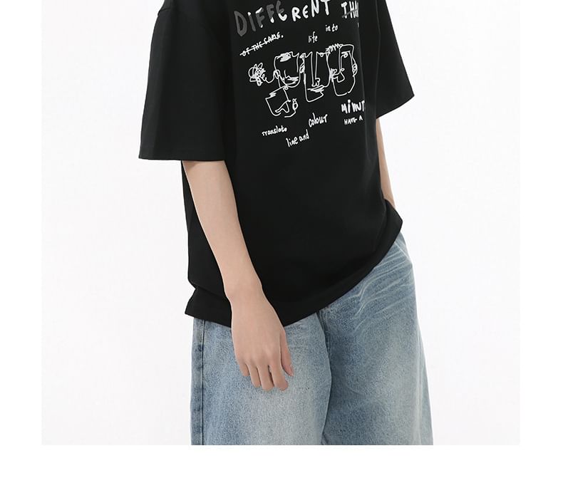 FAERIS - T-shirt met korte mouwen, ronde hals en patroonprint