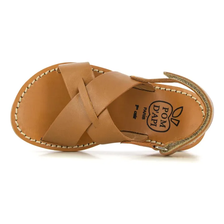 Pom d'Api Sandales Stitch Cross | Marron