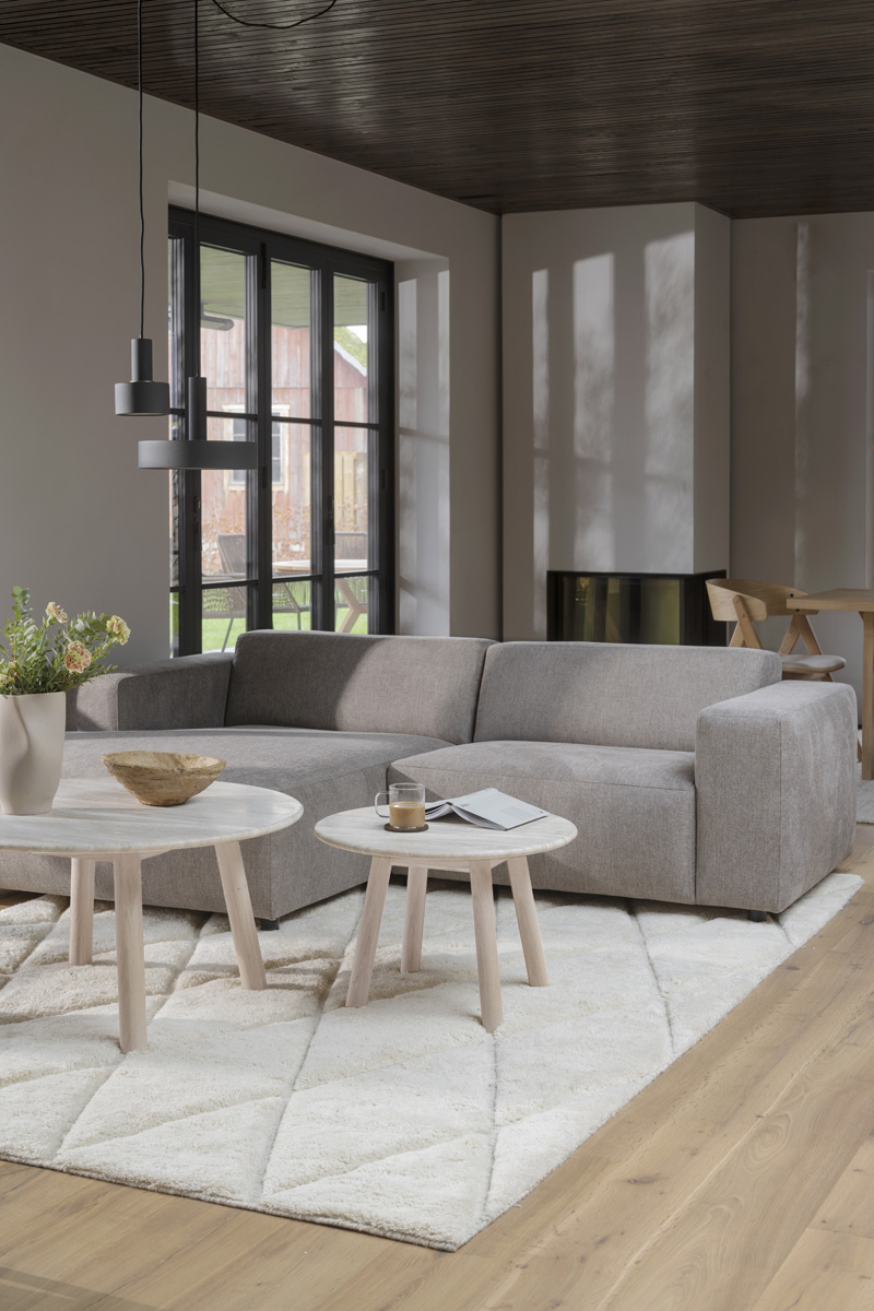 Gestoffeerde 3-zits hoekbank Willard - 234 cm Lichtbeige - rechts
