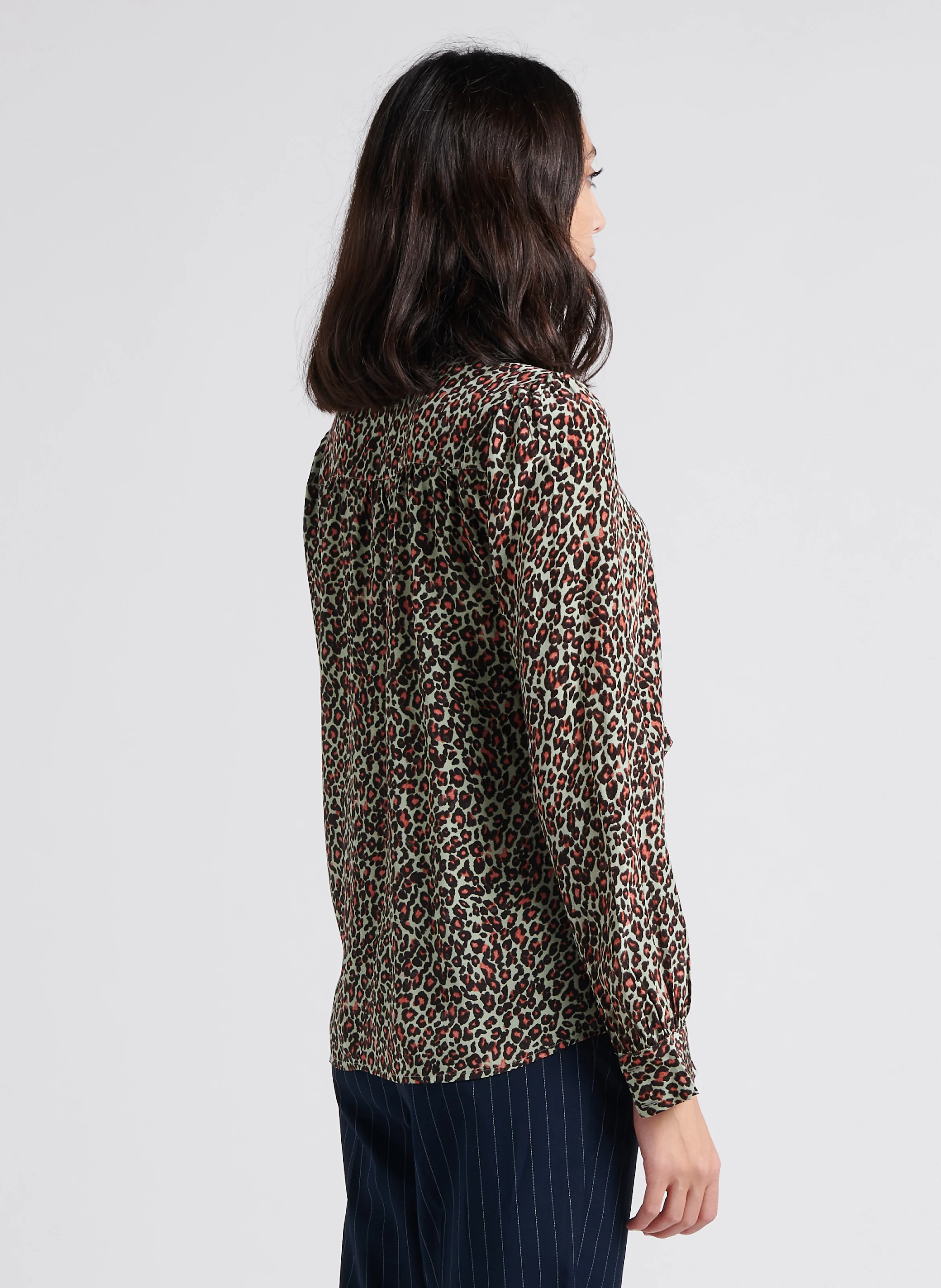 Blouse col rond imprimée| Vert
