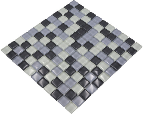 Glasmozaïek XCM 8125 30,2x32,7 cm grijs/zwart/wit