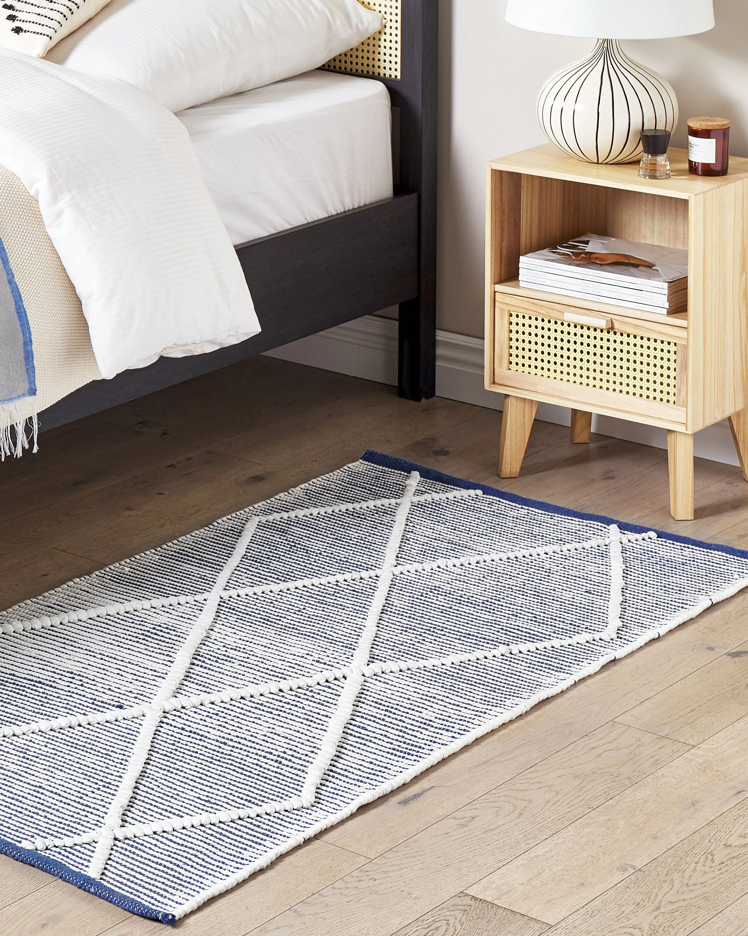 Vloerkleed SYNOPA Blauw 80 x 150 cm Katoen