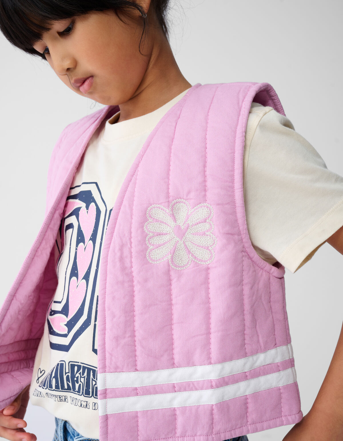 Embroidery Gilet Lichtroze