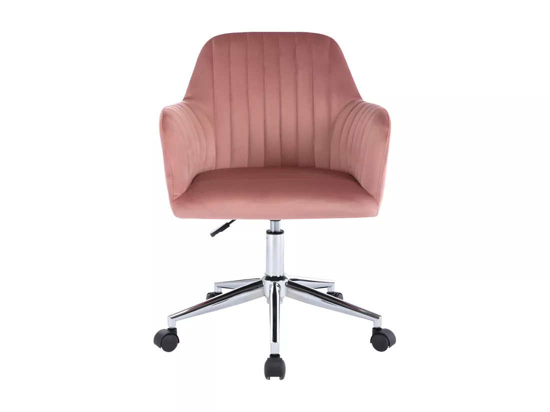 Chaise de bureau - Velours - Rose - Hauteur réglable - ELEANA