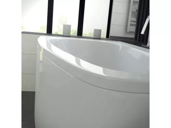 Baignoire d'angle LUNA 150 cm avec tablier - Orientation: Gauche