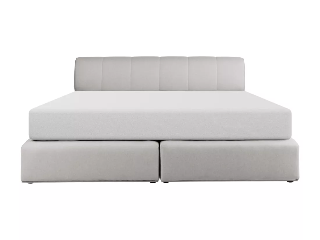 Ensemble complet boxspring tête de lit + sommier avec leds + matelas - 180 x 200 cm - Tissu - Gris - OTARU de YSMÉE