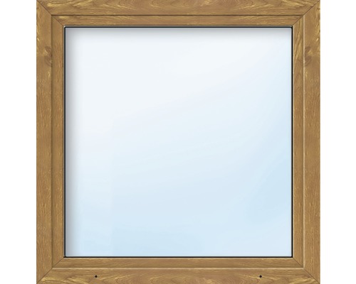 ARON Basic enkelvleugelig kunststof raam, wit/gouden eik, 750x700 mm, DIN links