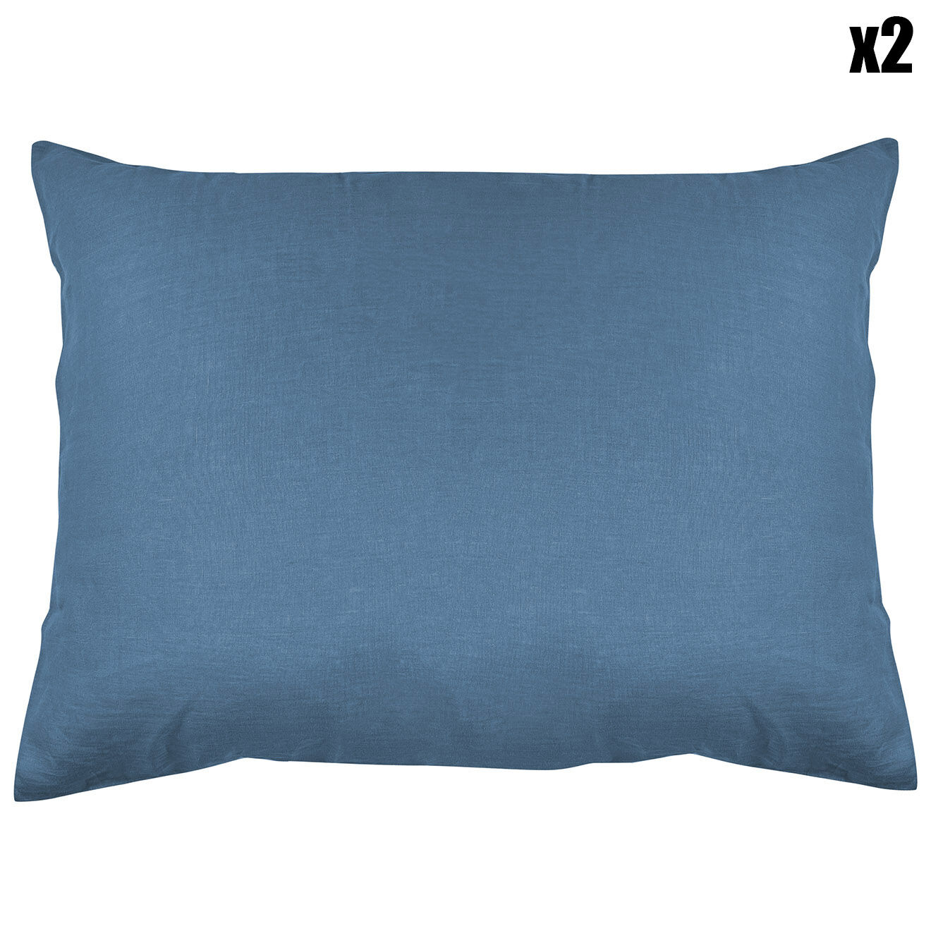United by Perle de coton 2 Taies d'oreiller 100% Lin lavé denim