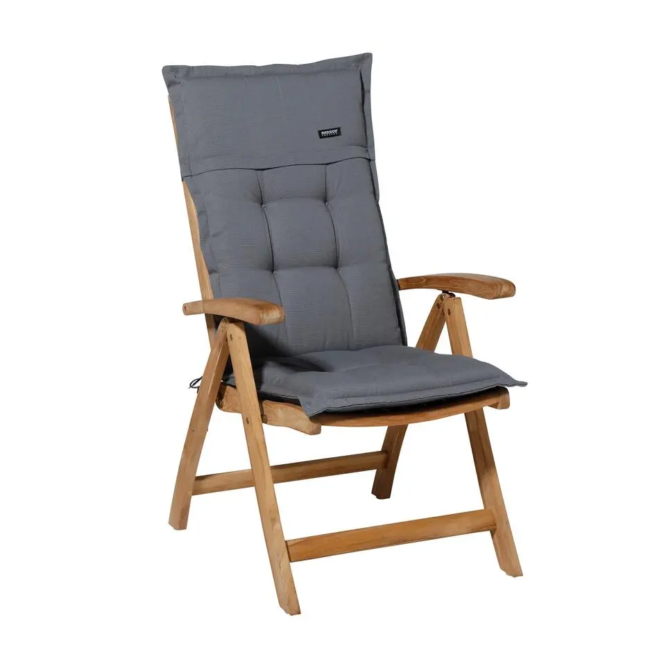 Madison - Tuinstoelkussen Hoge Rug Rib grey - Ca. 123x50 cm - Set van 4