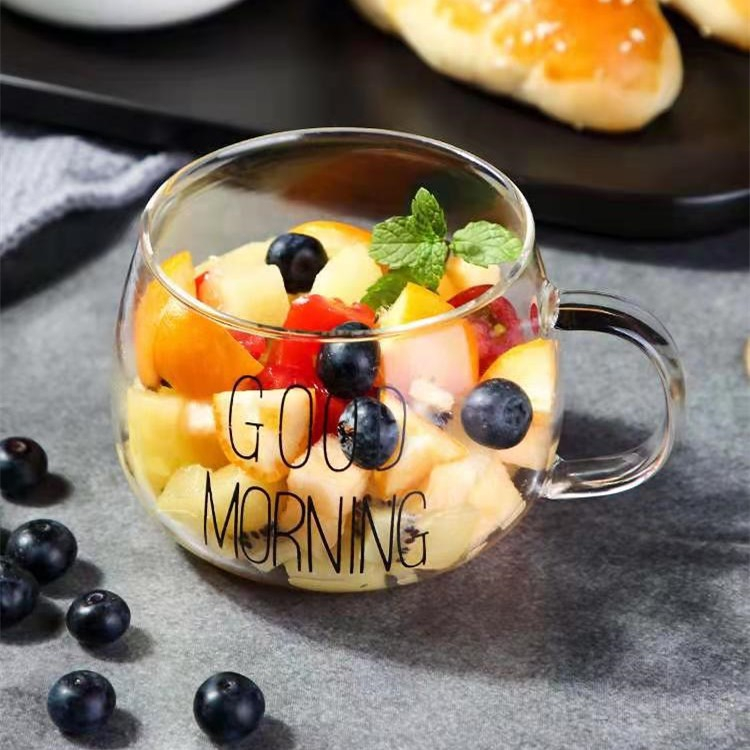 (300ml) Glas Kaffee Tasse Frühstücks Tee Cup Geschenktasse - Good Morning