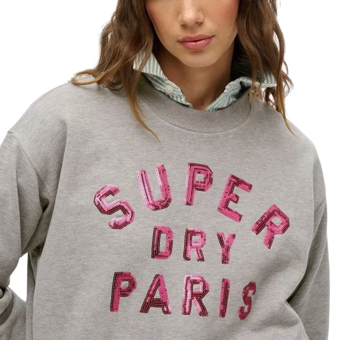 Superdry Embellished Varsity Loose Crew Sweater Dames
