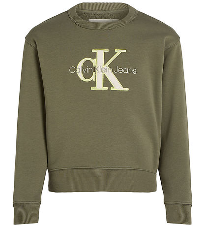 Calvin Klein Sweatshirt - Konturiert Mono Entspannt - Dusty Oliv