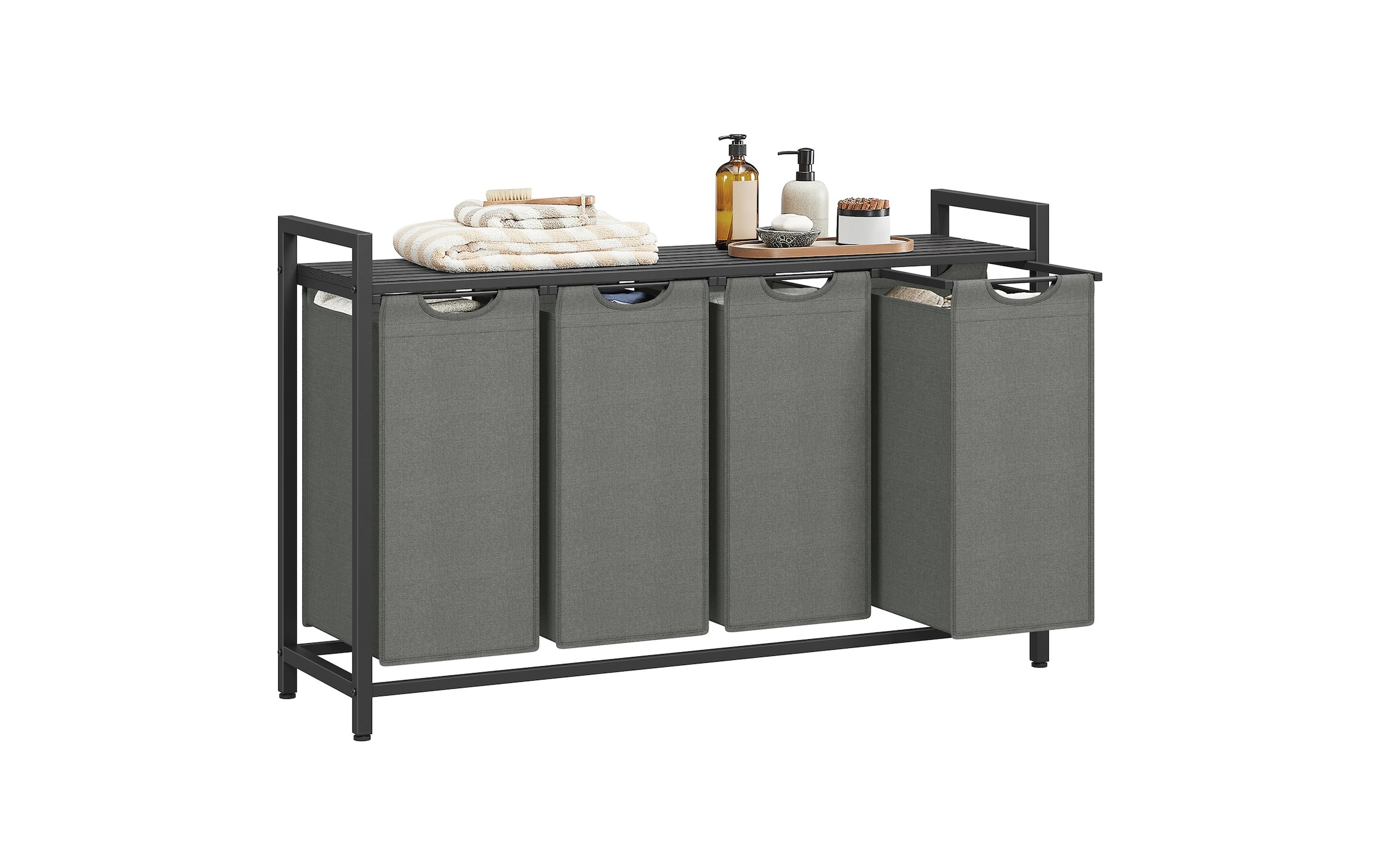 VASAGLE Wäschekorb »4 x 40 l, Grau/Schwarz«