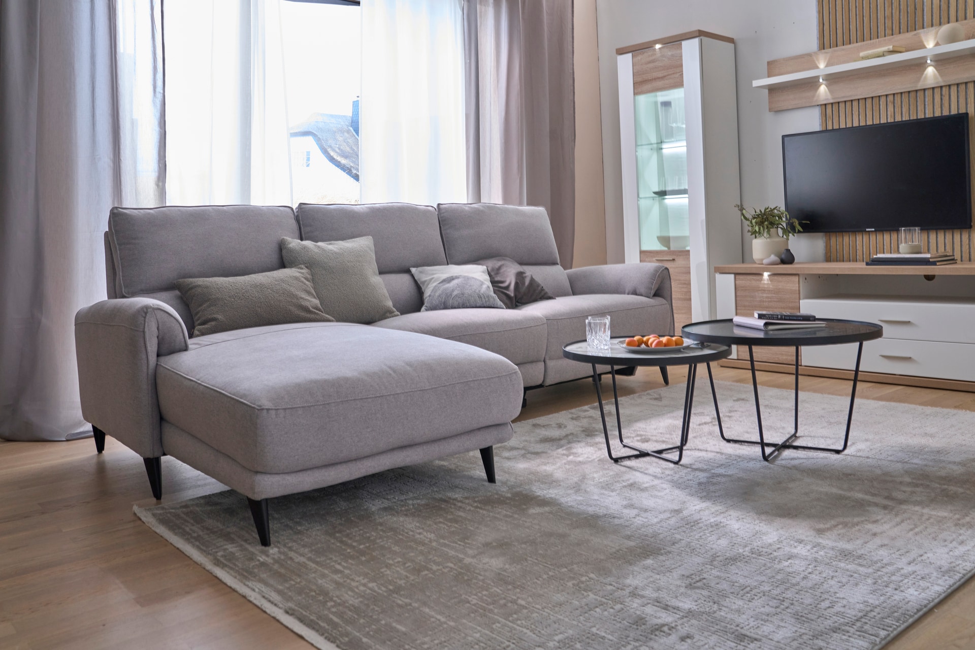 Ecksofa PEPE 160 x 279 cm hellgrau