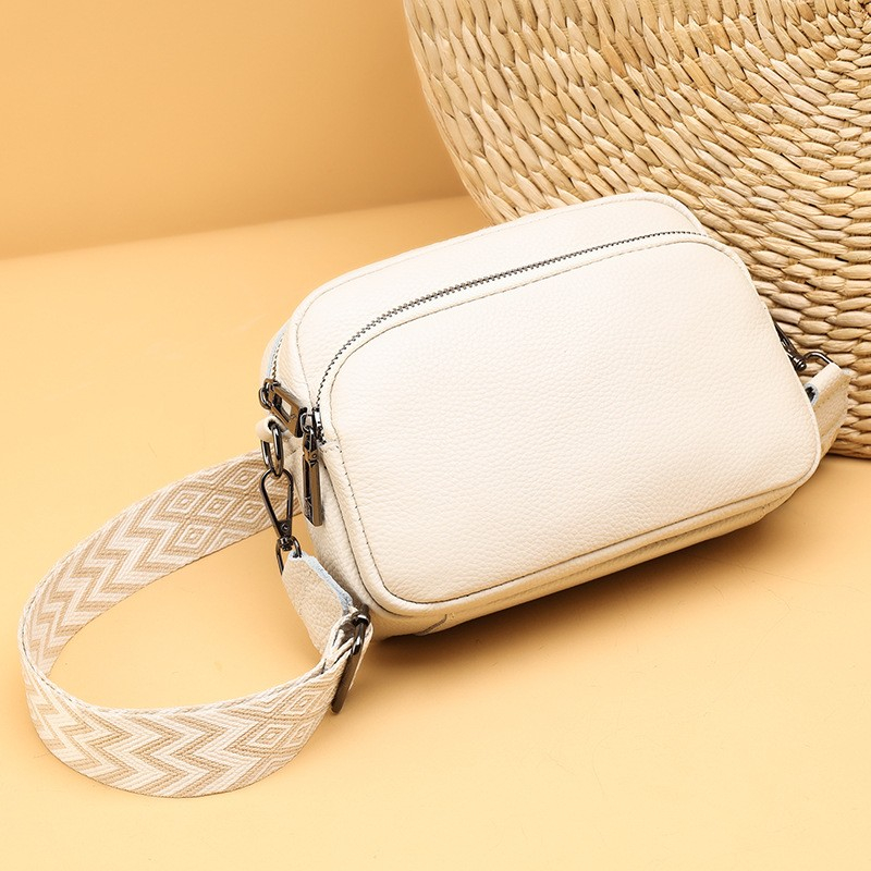 (21x15cm) Echtleder Schultertasche Fashion Crossbody Bag Umhängetasche - Beige