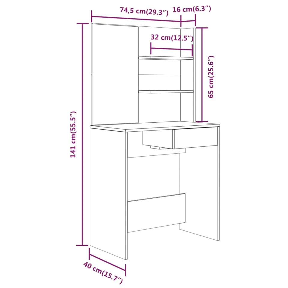 vidaXL - Kaptafel - Zwart - Bewerkt hout