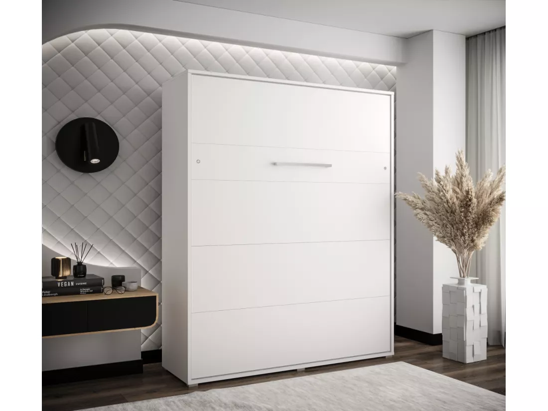 Lit escamotable home verticale 160x200 (blanc+blanc)