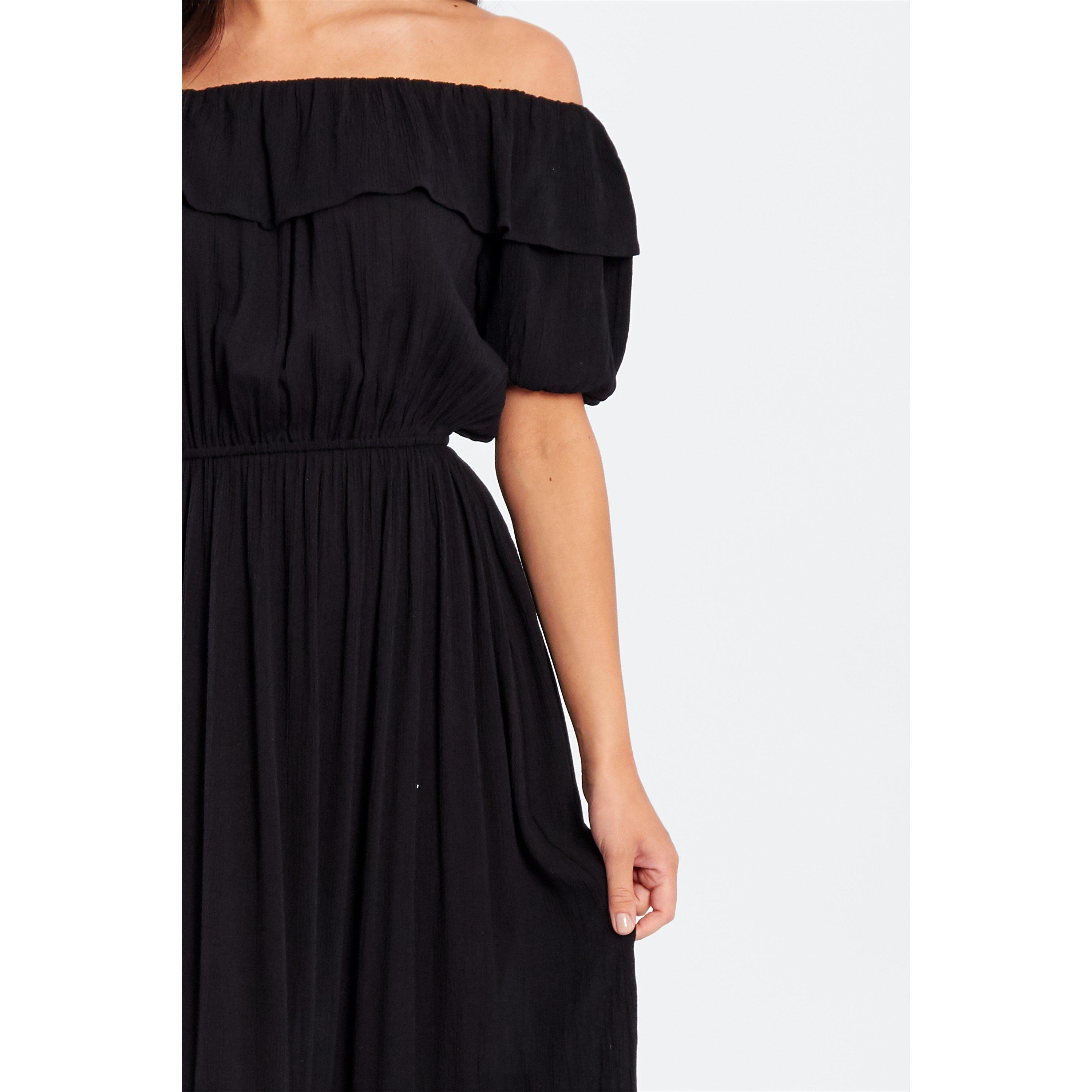 Be You Bardot Bardot Crinkle Maxi Dress
