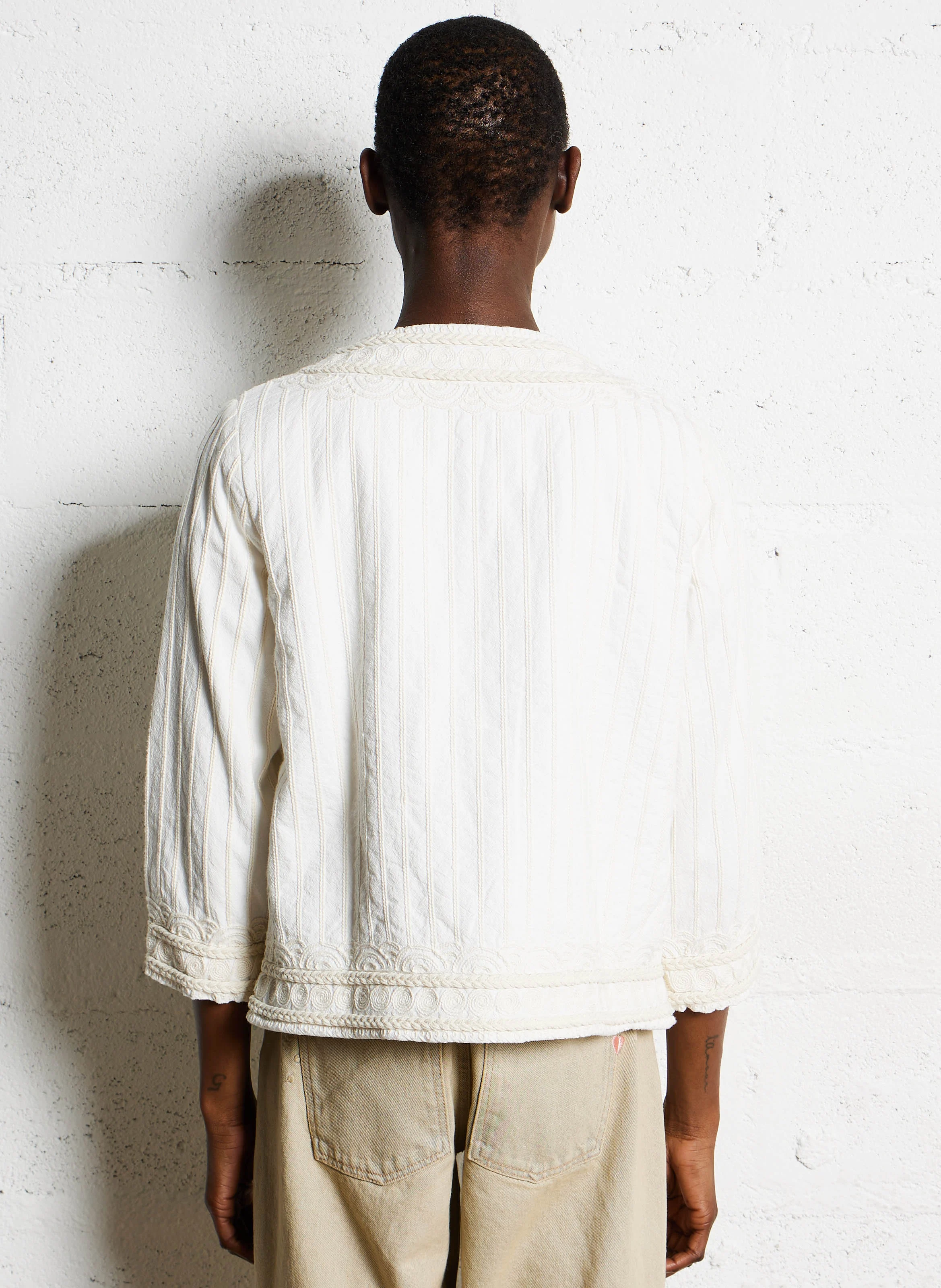 SARAH - Veste court brodée en coton | Blanc