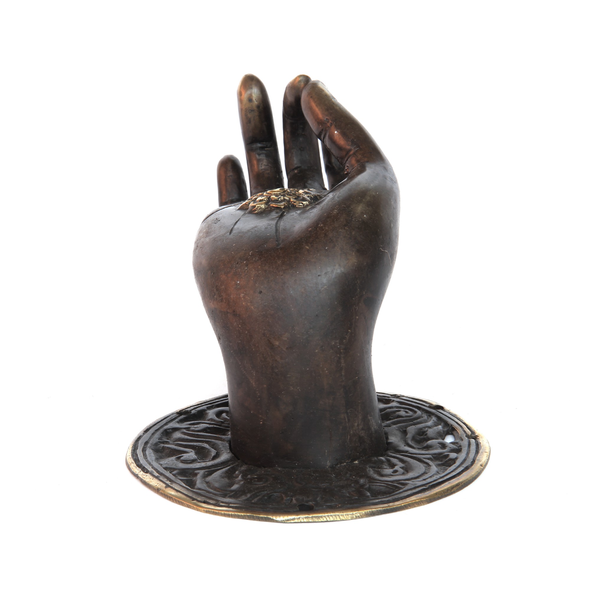 Hand 'Mudra' rechts, aus Messing, H 18 cm, B 11 cm, L 11 cm von fischer's lagerhaus