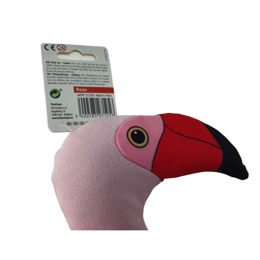 Jouet flamant rose 35 cm pour chien