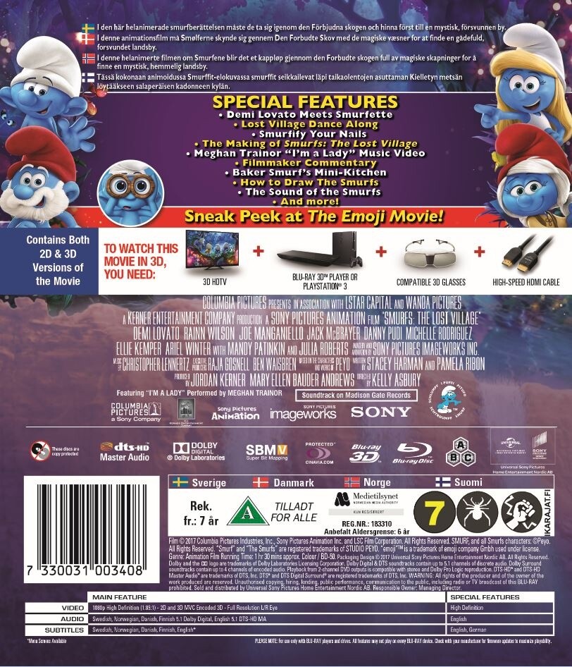 Smølferne - Den Hemmelige Landsby - 3D Blu-Ray
