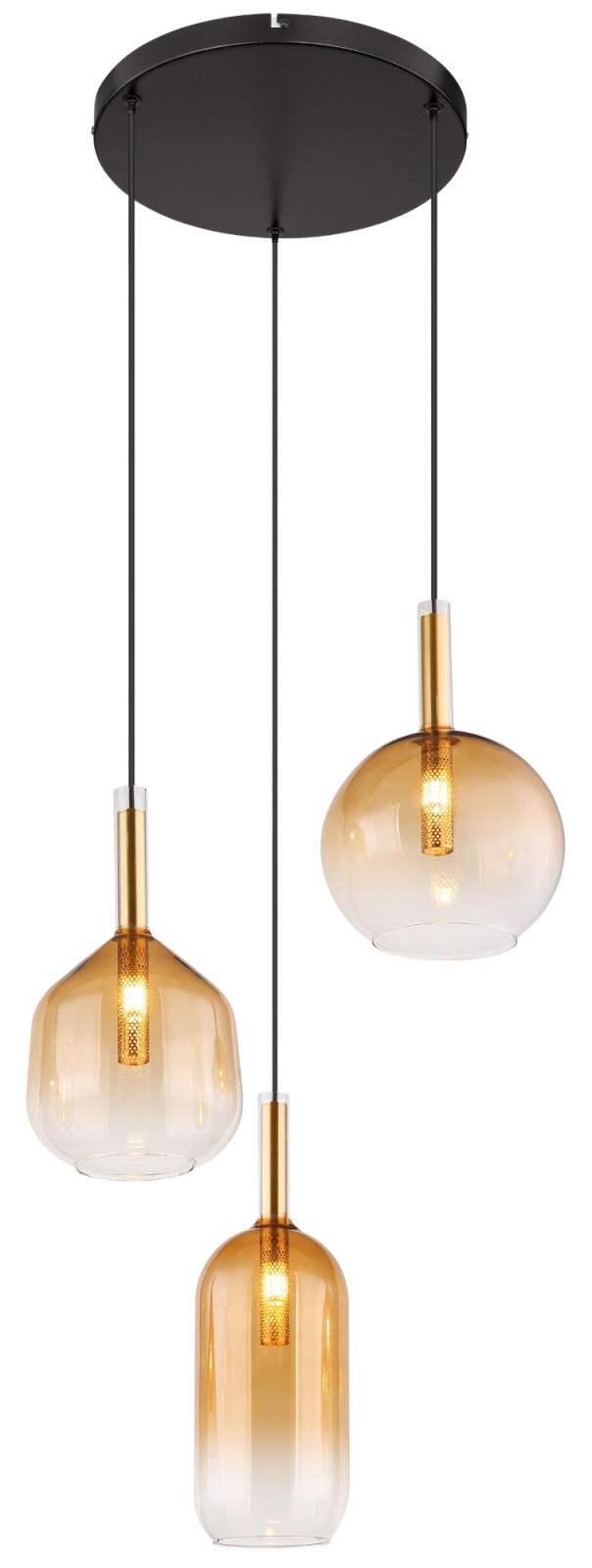 Hängeleuchte - schwarz-goldfarben - Ø 43 cm - 3-flammig