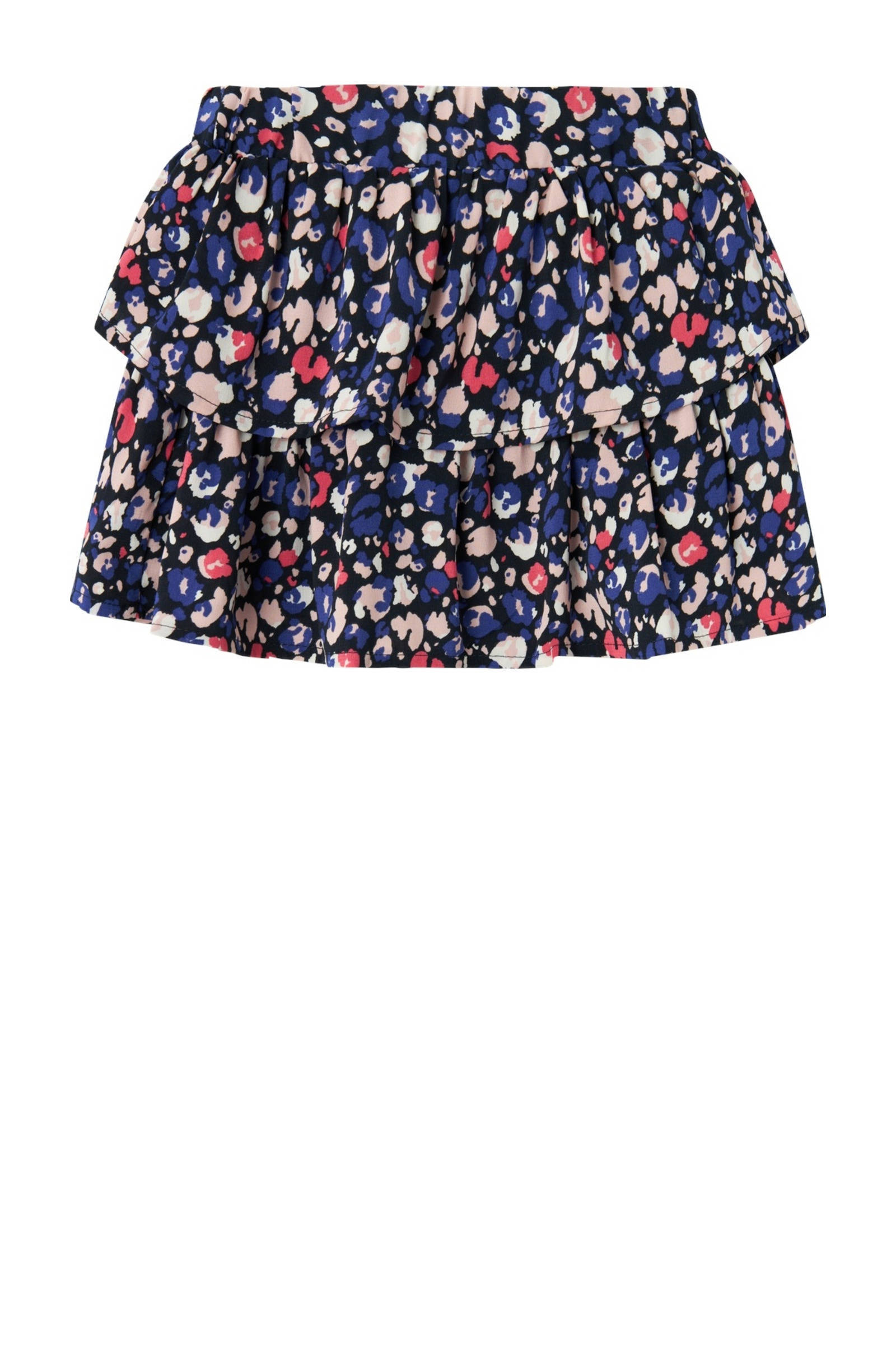 NAME IT gebloemde rok NMFVINAYA donkerblauw/roze/wit