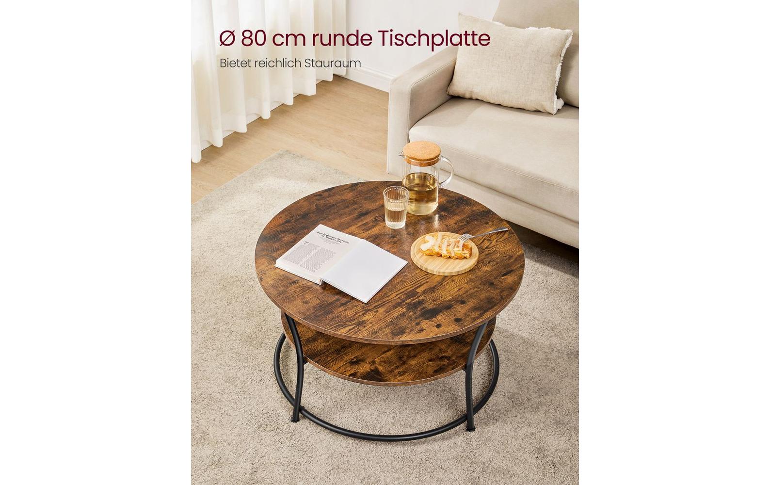 Couchtisch 80 x 46.5 cm, Braun/Schwarz<br>Runder Wohnzimmertisch