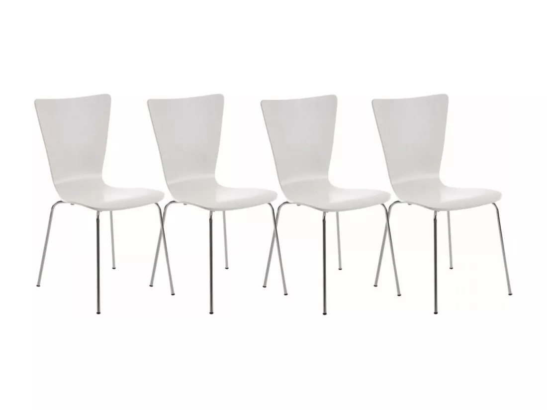 Lot de 4 Chaise de conférence - Bois & Nature - Blanc - Aaron