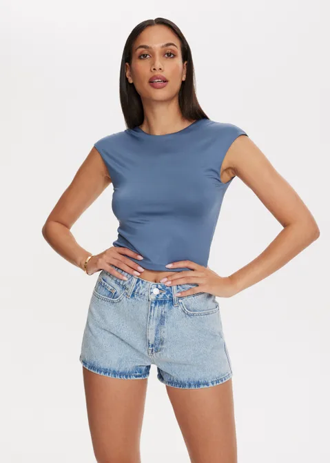 T-shirt met opening op de rug blauw (BLW.M)