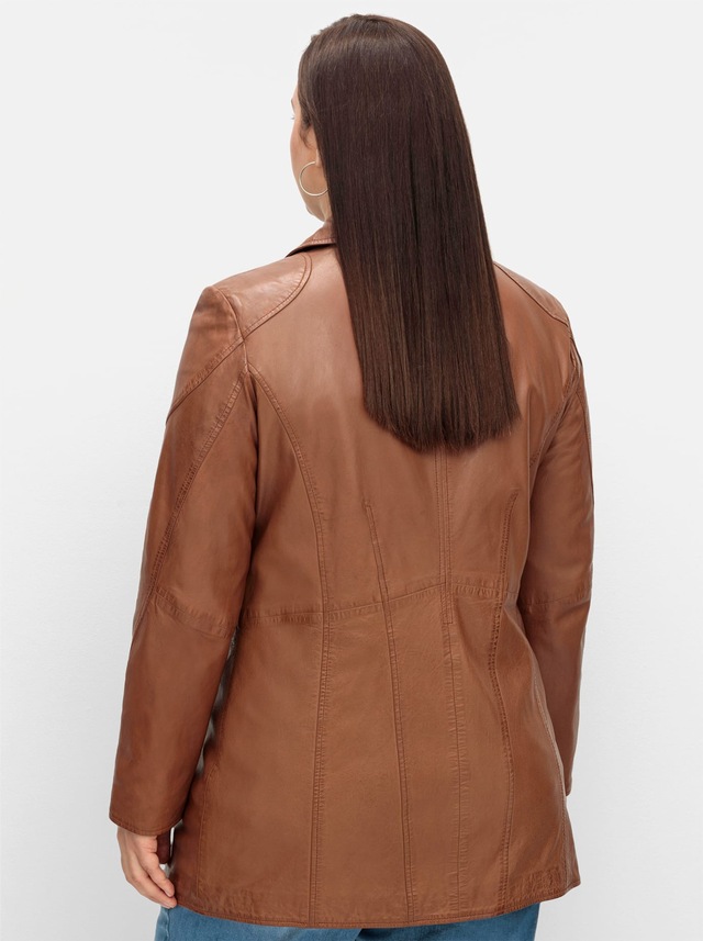 Sheego Lederjacke ohne Kapuze