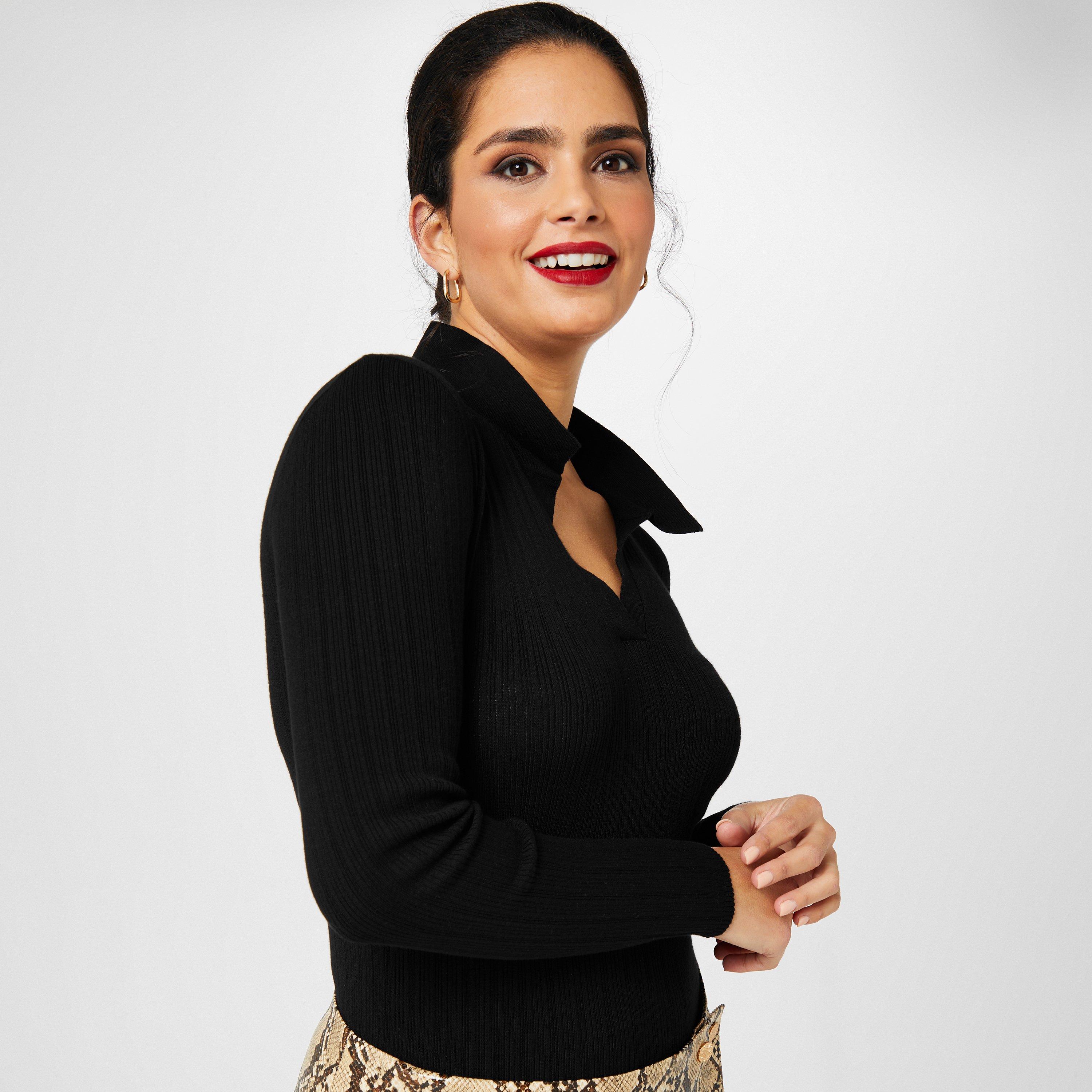 Biba Collar Ribbed Top