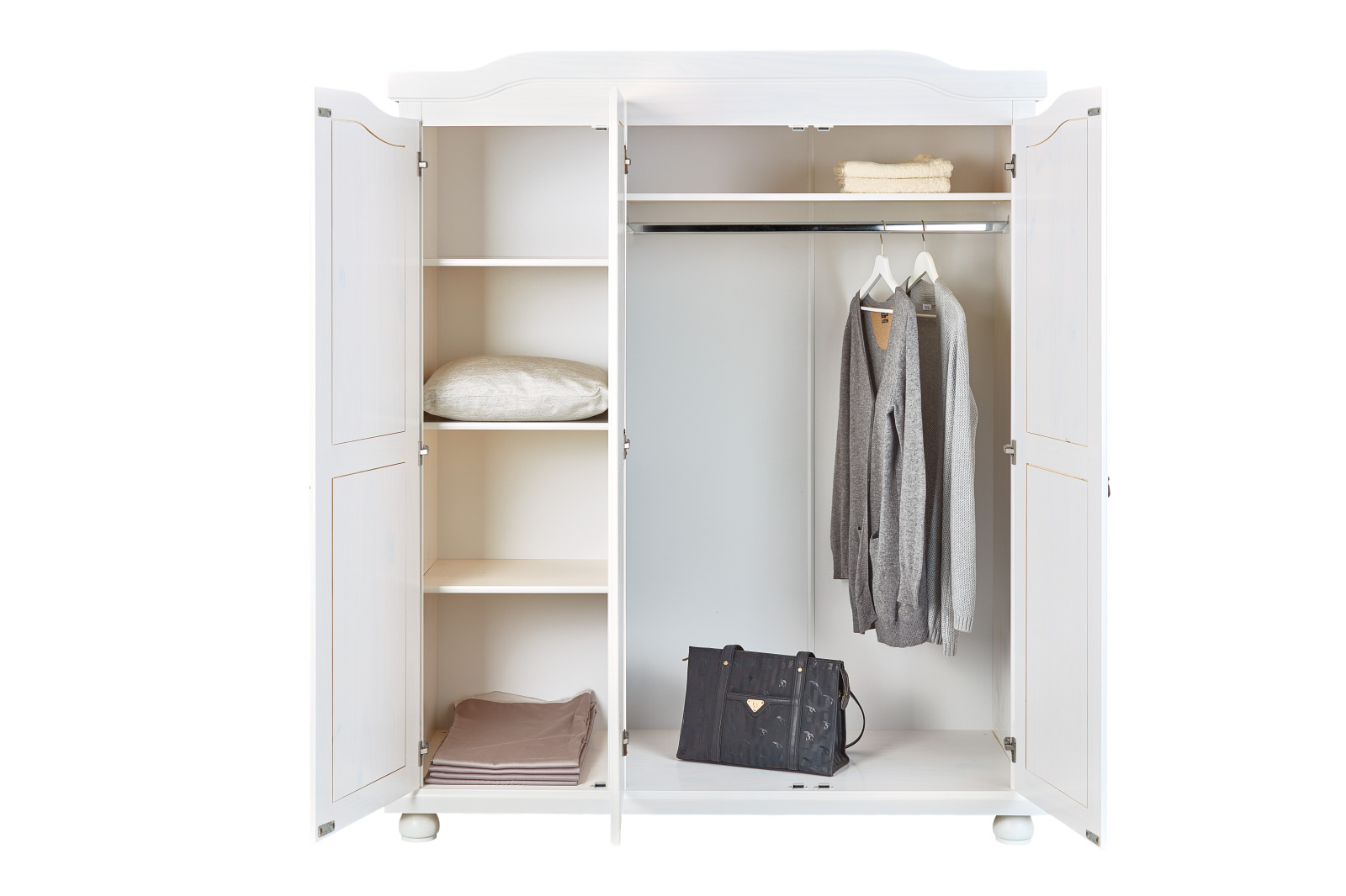 Kleiderschrank BASTIAN - weiß - Kiefer massiv - 150 cm breit