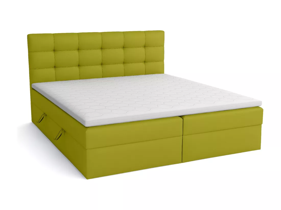 LIT BOXSPRING avec coffre de lit Glame 200x200 cm, Lux 22 (Vert citron)