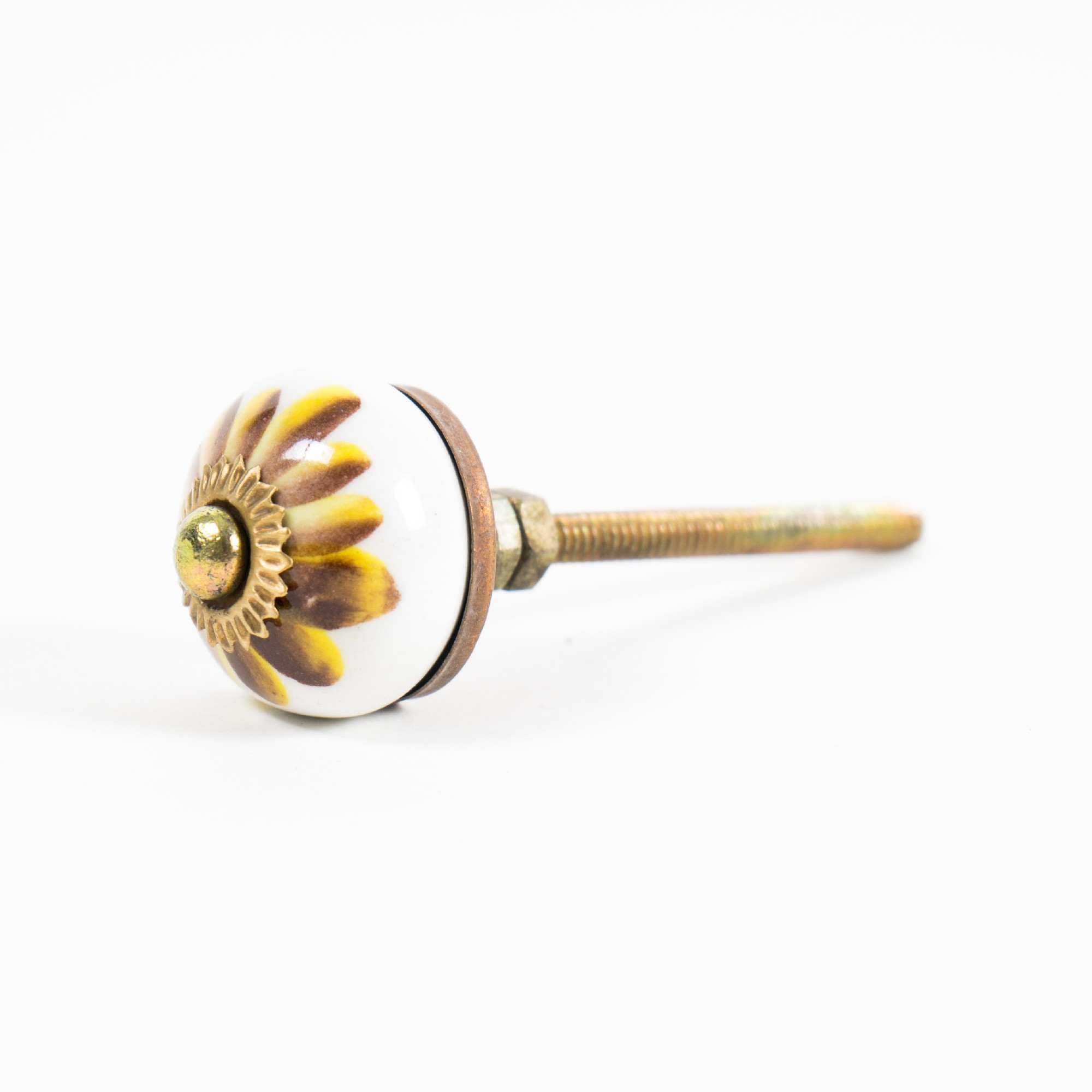 Keramik Möbelknopf, handglasiert, weiß/braun/gelb, Ø 3,0 cm günstig bestellen