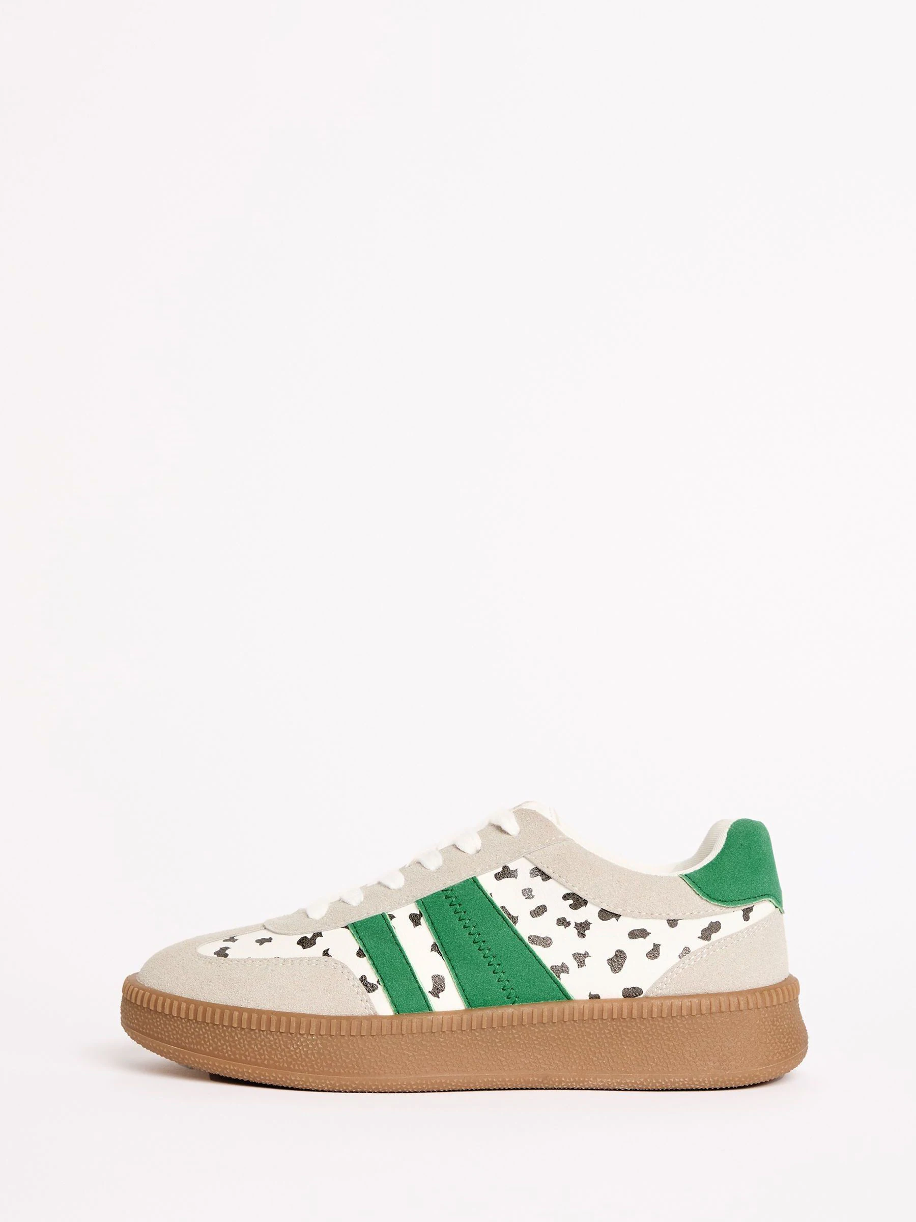 Wit met stippen - Friends Like These retro sportschoenen met veters en rubberen zool