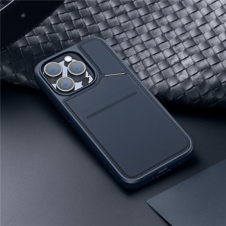 iPhone 15 Pro MagSafe Hybrid Leder Hülle mit Kartenfach   Kickstand Aufsteller (RFID Schutz) - Blau