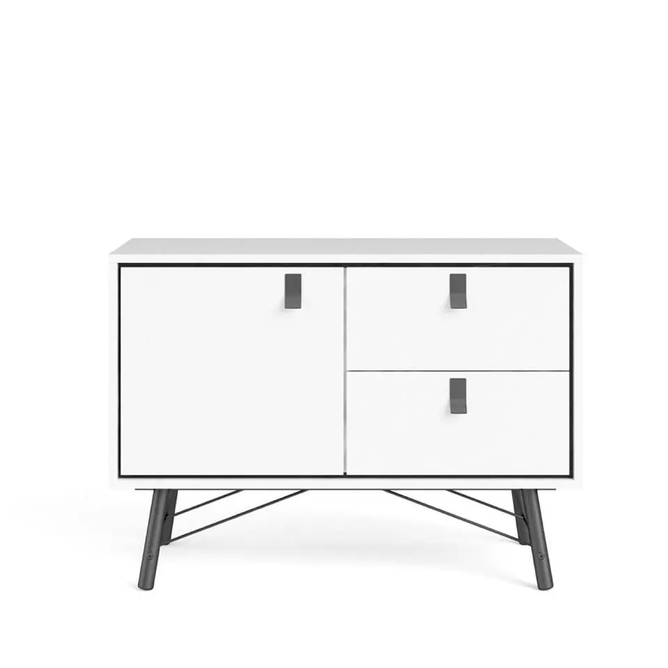 Hioshop Rye dressoir 1 deur- 2 lades mat wit