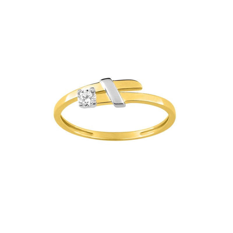 Bague Femme - Bicolore - Oxyde de zirconium - Or 9 Carats