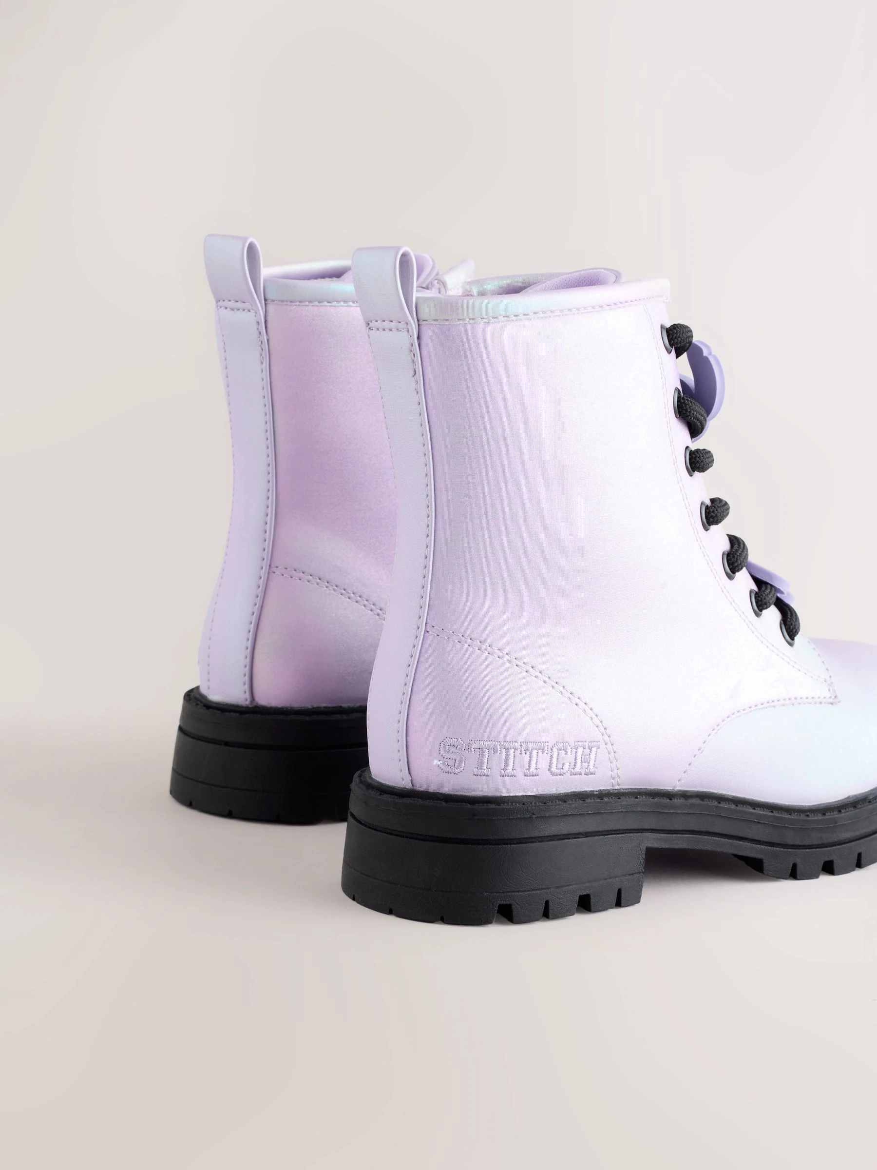 Metallic paars - Lilo & Stitch warmgevoerde enkellaarzen met vetersluiting