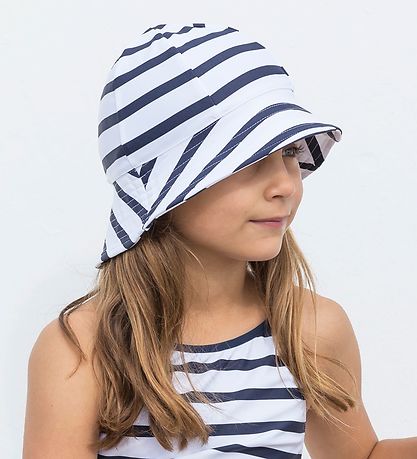 Petit Crabe Bådehat - Frey - UV50+ - Hvid/Navystribet