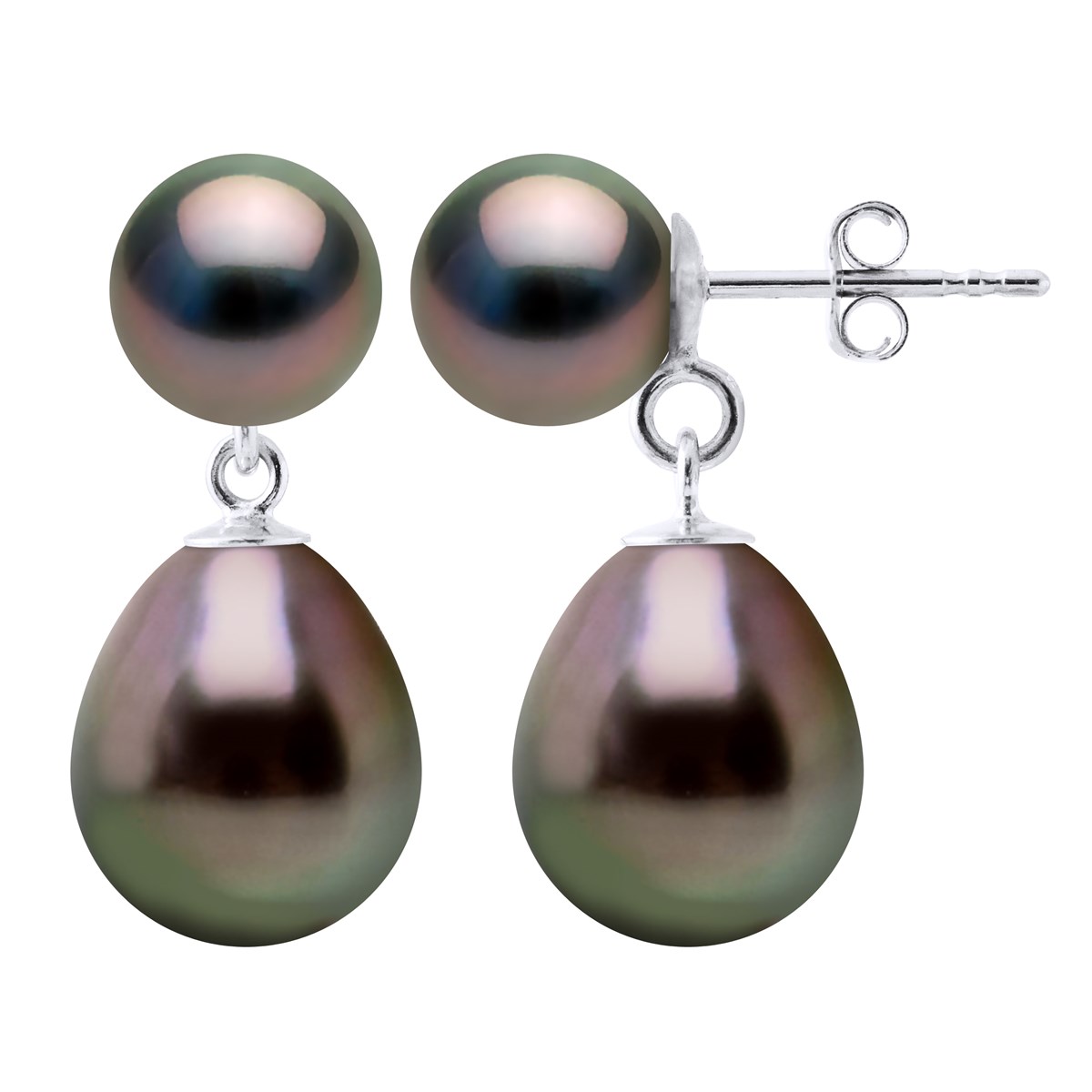 STELLA - Boucles d'Oreilles Perles de Tahiti 9-10 mm Or Blanc