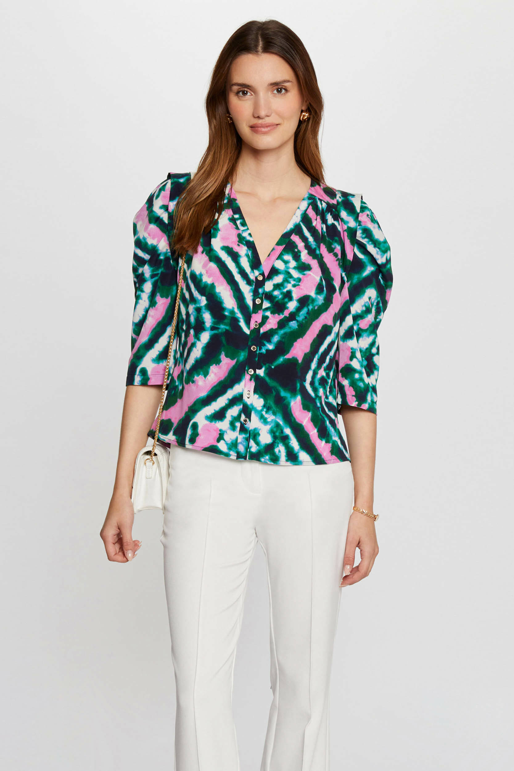Morgan tie-dye blouse groen/ roze