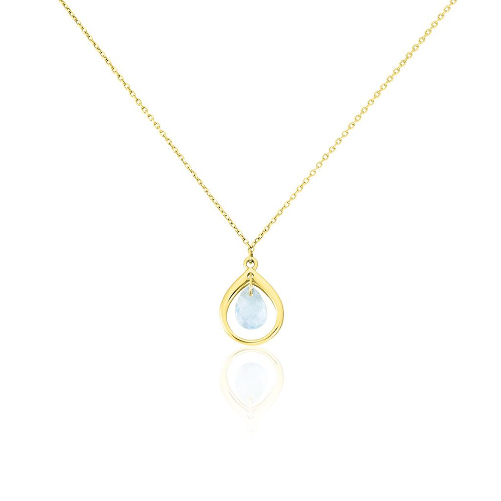 Collier Sibilla Or Jaune Topaze Bleu Sky