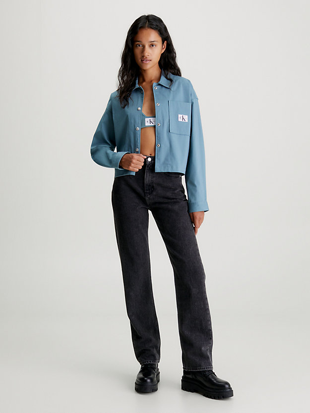 Jaqueta camisa de algodão com modelagem relaxada