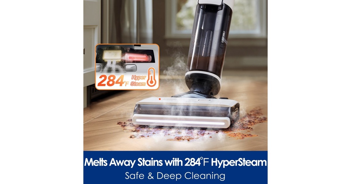 TinecoFloor One S7 Steam 4-in-1 apparaat nat- en droogzuiger  (Wit/zwart, Stofzuigt, dweilt, stoomt en droogt | smart | oplaadbaar)