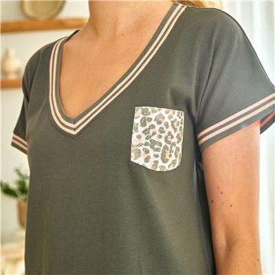 Chemise de nuit poche motif léopard - BECQUET CRÉATION